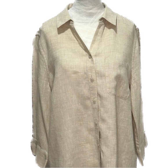 Chico's super lightweight linen, no iron, blouse, Tan, size 1 - Picture 7 of 7